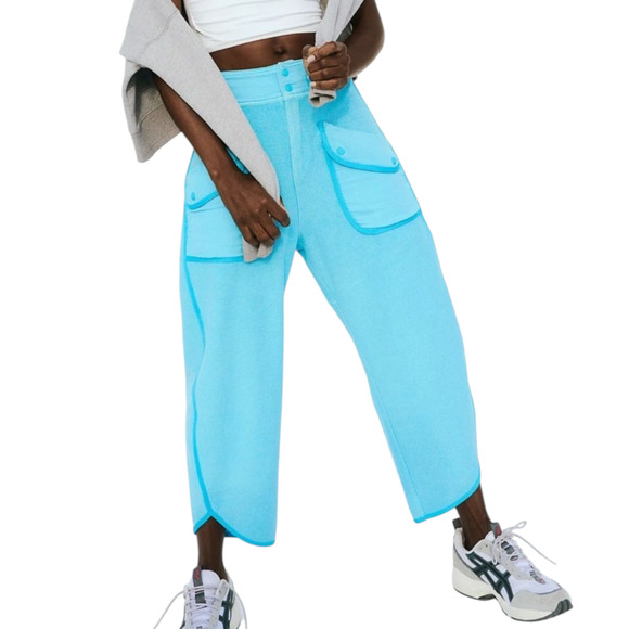 FP Movement Timko Oversized French Terry Baggy Barrel Leg Pants Medium Blue - Picture 2 of 16